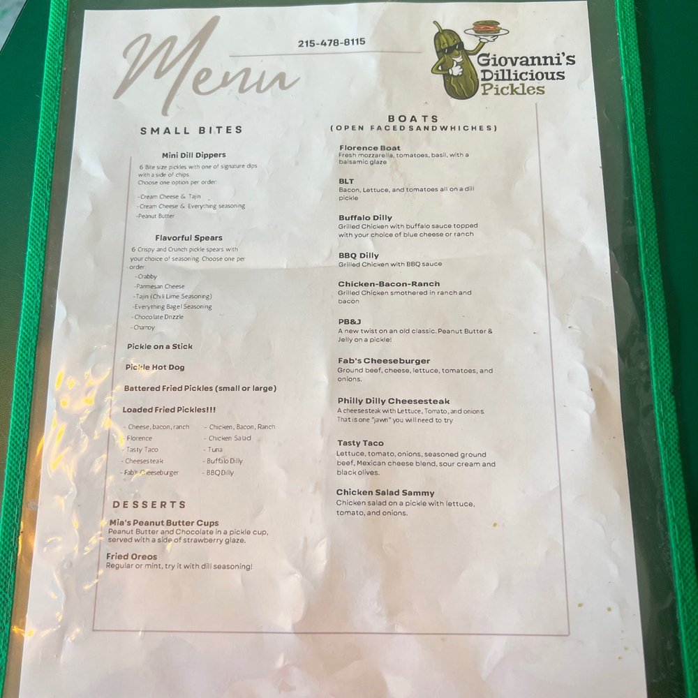 Giovanni's DILLicious Pickles - Menu - Delis Near Me - Croydon, Pennsylvania