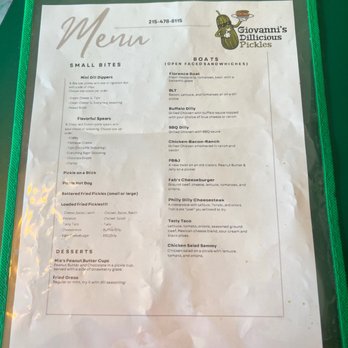 Giovanni's DILLicious Pickles - Menu - Delis Near Me - Croydon, Pennsylvania