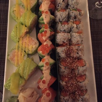 Yamato - Beautiful presentation: left to right: fiesta, Norwegian, crazy and Mexican rolls - Japanese Near Me - Brooklyn, New York Yamato - Beautiful presentation: left to right: fiesta, Norwegian, crazy and Mexican rolls - Japanese Near Me - Brooklyn, New York