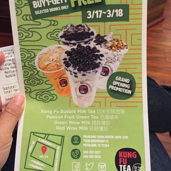 Kung Fu Tea - March 2016 promotion!!!! - Coffee & Tea Near Me - Pearland, Texas Kung Fu Tea - March 2016 promotion!!!! - Coffee & Tea Near Me - Pearland, Texas