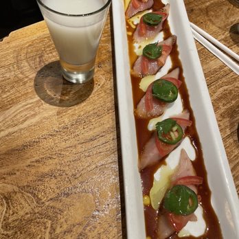 Amakara - Did not care for the tomato they added to this hamachi dish.  Does not belong. - Sushi Bars Near Me - Dublin, California