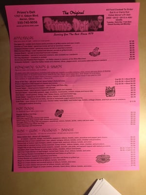 Menu photo 4 Primo's Deli Akron, OH