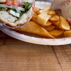 Feta Mediterranean sandwich with French Fried. Liked it!