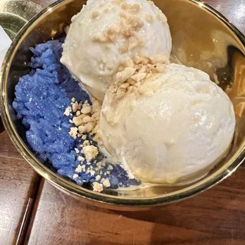 Hanuman Thai Eatery - Coconut ice cream with sticky rice - Thai Near Me - Costa Mesa, California Hanuman Thai Eatery - Coconut ice cream with sticky rice - Thai Near Me - Costa Mesa, California
