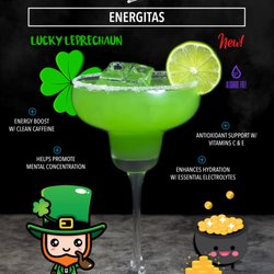 Our tasty energy margarita the Lucky Leprechaun.