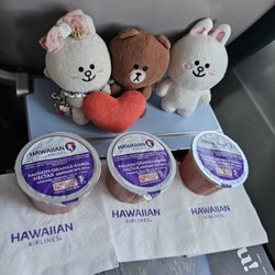 Hawaiian Airlines - We each got our own POG (passion orange guava juice)!