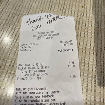 Johnny Rockets - Stella was a perfect server! - Diners Near Me - Reno, Nevada