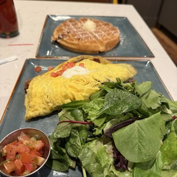 First Watch - The Works Omelet and Belgian Waffle - Breakfast & Brunch Near Me - St. Louis, Missouri
