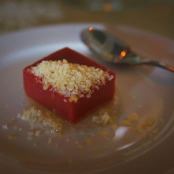The Vine Fine Dining - intermezzo - strawberry ginger with sugar pop rocks - Seafood Near Me - Touchet, Washington The Vine Fine Dining - intermezzo - strawberry ginger with sugar pop rocks - Seafood Near Me - Touchet, Washington