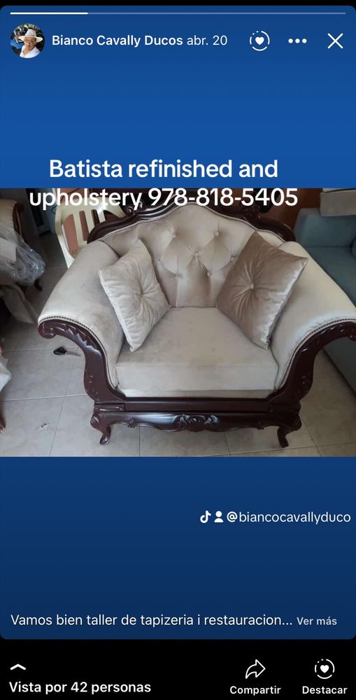 Batista refinished and upholstery - upholstery in Lynn, MA