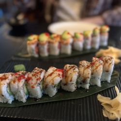 The Feathered Fox - Sushi rolls- don't remember which ones. One was a scallop