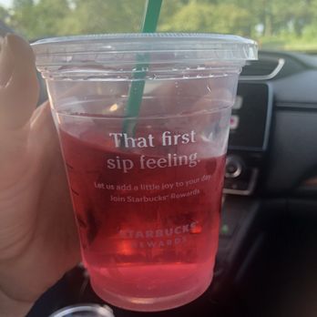 Starbucks - This is the half full strawberry açaí refresher they gave me at the window. - Coffee & Tea Near Me - Wilmington, North Carolina Starbucks - This is the half full strawberry açaí refresher they gave me at the window. - Coffee & Tea Near Me - Wilmington, North Carolina