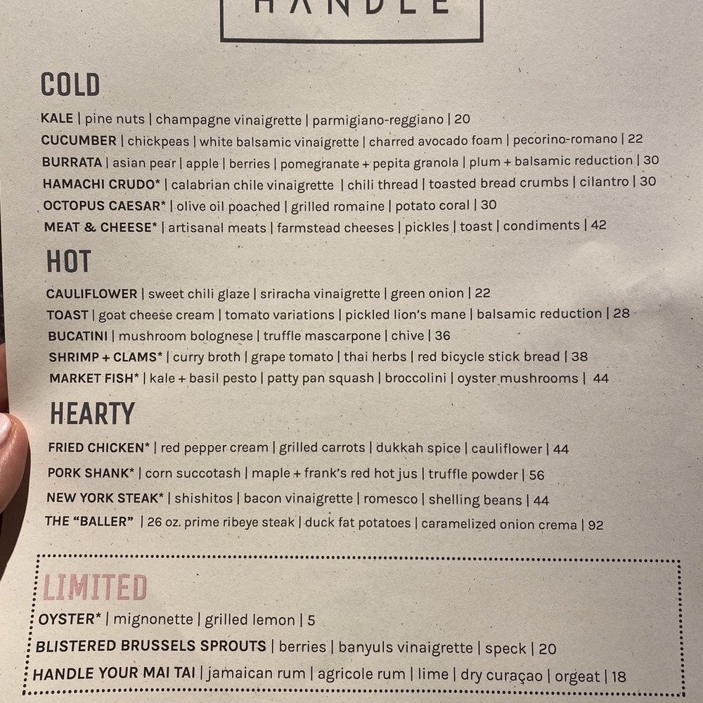 Handle - Menu October 15 2022 - New American Near Me - Park City, Utah Handle - Menu October 15 2022 - New American Near Me - Park City, Utah