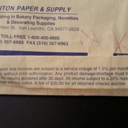 Linton Paper & Supply - This company does not respect their own policies