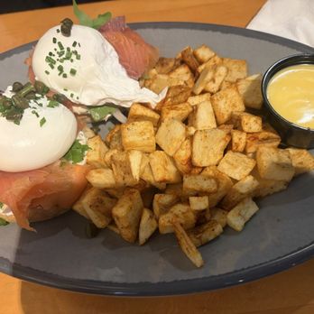 Dime Store - Cold-smoked Salmon Benny (sauce on the side) - Breakfast & Brunch Near Me - Detroit, Michigan