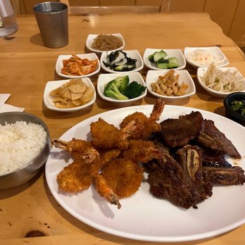 Moa Korean BBQ - Shrimp in Galbi combination plate with Bonchon - Korean Near Me - Pleasant Hill, California Moa Korean BBQ - Shrimp in Galbi combination plate with Bonchon - Korean Near Me - Pleasant Hill, California