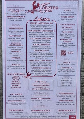 Menu photo 1 The Lobster Bar Newport, RI Menu photo 1 The Lobster Bar Newport, RI