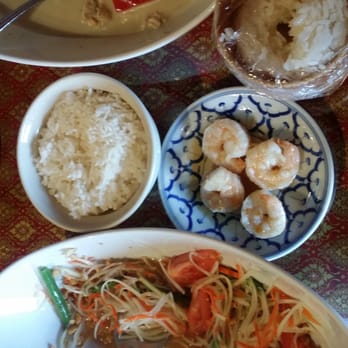 Sawasdee Thai Restaurant - Chicken green curry w/ jasmine rice, shrimp papaya salad w/ sticky rice. So bomb!! - Thai Near Me - Sparks, Nevada Sawasdee Thai Restaurant - Chicken green curry w/ jasmine rice, shrimp papaya salad w/ sticky rice. So bomb!! - Thai Near Me - Sparks, Nevada