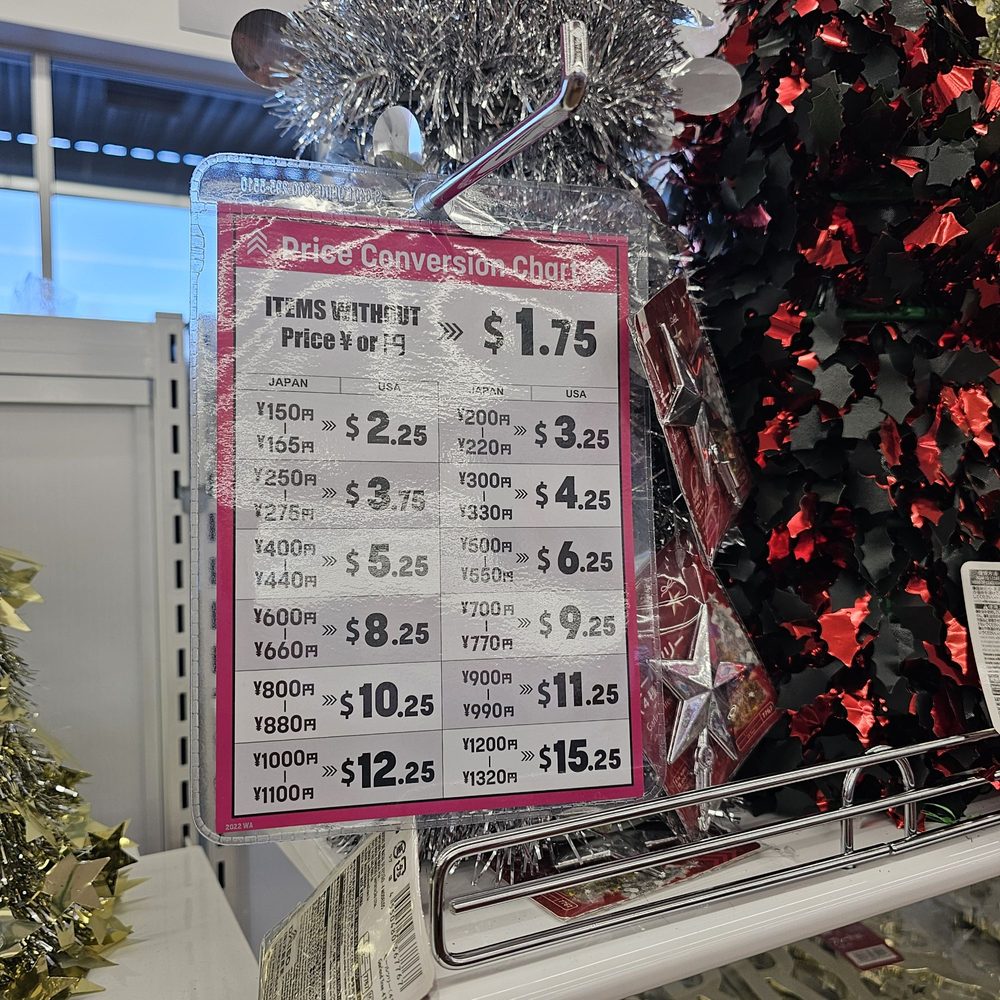 Daiso - Pricing chart - Department Stores Near Me - Burlington, Washington