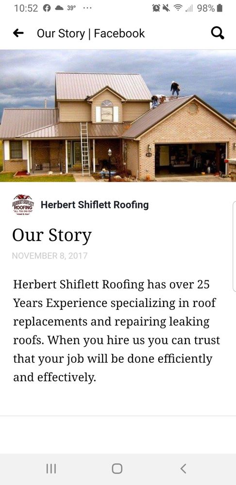 Slide of Herbert Shiflett Roofing