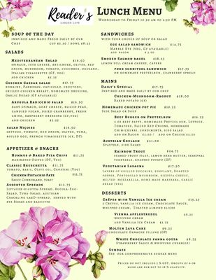 Menu photo 3 Reader's Garden Cafe Calgary, AB