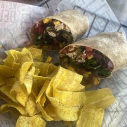 Mahi wrap with plantain chips Mahi wrap with plantain chips