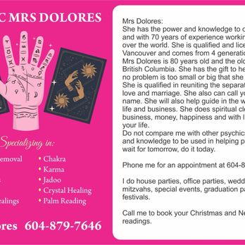 Psychic Dolores - Psychic Mrs Dolores - Psychics Near Me - Vancouver, British Columbia Psychic Dolores - Psychic Mrs Dolores - Psychics Near Me - Vancouver, British Columbia