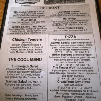 Sawmill Saloon - Menu October 2025 - American Near Me - Hayward, Wisconsin