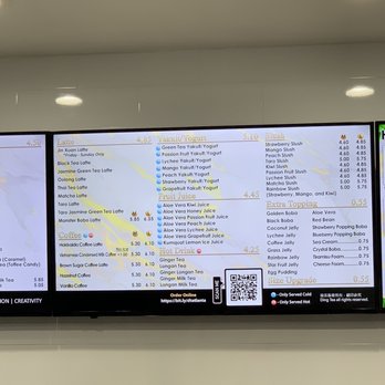 Ding Tea Atlanta - menus on a large screen - Bubble Tea Near Me - Atlanta, Georgia