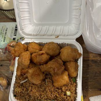 Family Wok - Sweet & Sour Chicken (sauce came on the side) with fried rice - Chinese Near Me - Homer Glen, Illinois Family Wok - Sweet & Sour Chicken (sauce came on the side) with fried rice - Chinese Near Me - Homer Glen, Illinois
