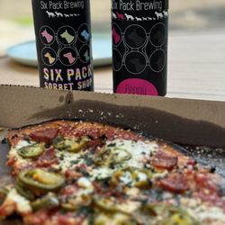 W's Wood Fired Pizza - Pizza #35 with a couple of beers from Six Pack Brewing. Fantastic