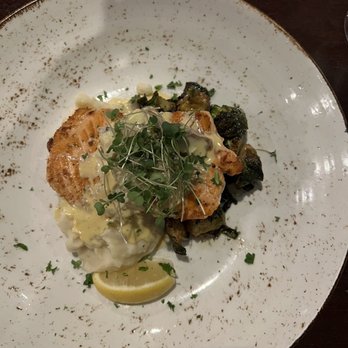 Tidal Raves - Pan seared salmon in a lobster mushroom cream sauce with Dungeness crab over garlic mashed potatoes. - New American Near Me - Depoe Bay, Oregon Tidal Raves - Pan seared salmon in a lobster mushroom cream sauce with Dungeness crab over garlic mashed potatoes. - New American Near Me - Depoe Bay, Oregon