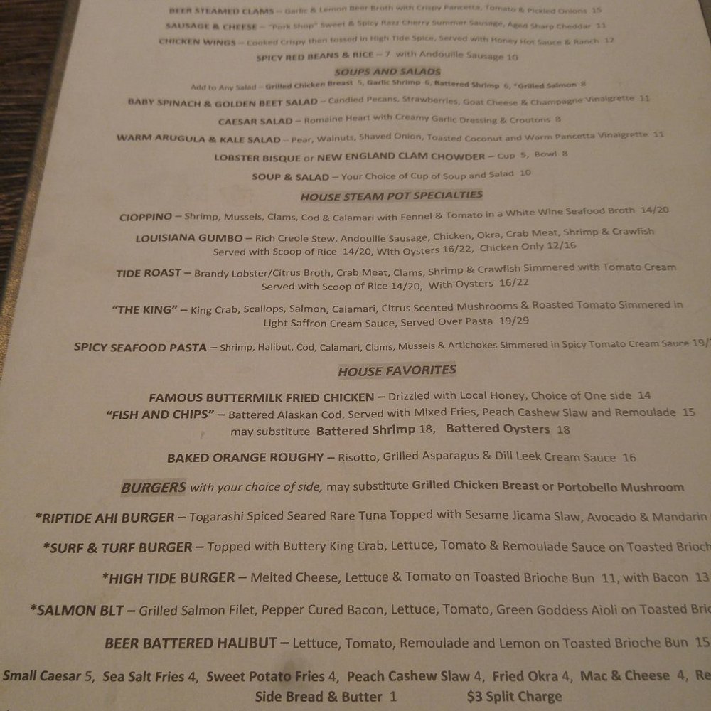 High Tide - Menu - Seafood Near Me - Gilbert, Arizona High Tide - Menu - Seafood Near Me - Gilbert, Arizona