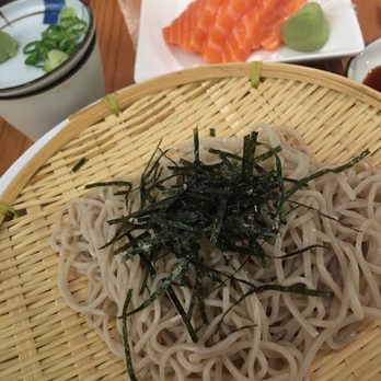 Fukada - Salmon sashimi and Zaru Soba. Good combination for something light but packs a lot of flavor - Japanese Near Me - Irvine, California Fukada - Salmon sashimi and Zaru Soba. Good combination for something light but packs a lot of flavor - Japanese Near Me - Irvine, California