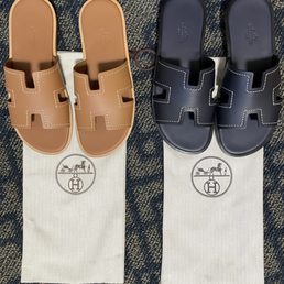 Hermes Izmir Sandal Men's Shoes in Naturel and Blue