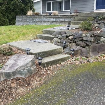 JM Landscaping - Before stairs. The rugs are covering cracks and uneven concrete. - Landscaping Near Me - Lynnwood, Washington JM Landscaping - Before stairs. The rugs are covering cracks and uneven concrete. - Landscaping Near Me - Lynnwood, Washington