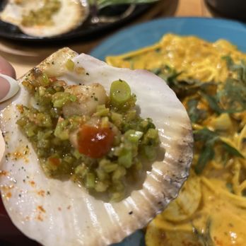Drunken Lobster - 2 baby scallops on each shell from their Sizzling Scallops - Vietnamese Near Me - Houston, Texas