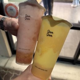 Tangy Fresh Peach Slush + Brulee Thai Slush Tangy Fresh Peach Slush + Brulee Thai Slush