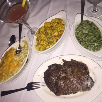 Ruth's Chris Steak House - 16oz prime rib medium with Mac and cheese roasted corn and cream spinach with cosmopolitan - Steakhouses Near Me - Pasadena, California Ruth's Chris Steak House - 16oz prime rib medium with Mac and cheese roasted corn and cream spinach with cosmopolitan - Steakhouses Near Me - Pasadena, California
