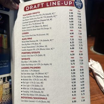 Kickback Jack's - Draft menu - Sports Bars Near Me - Greensboro, North Carolina