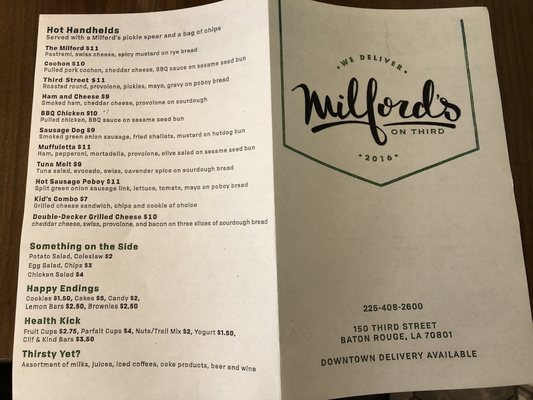 Menu photo 2 Milford's on Third Baton Rouge, LA