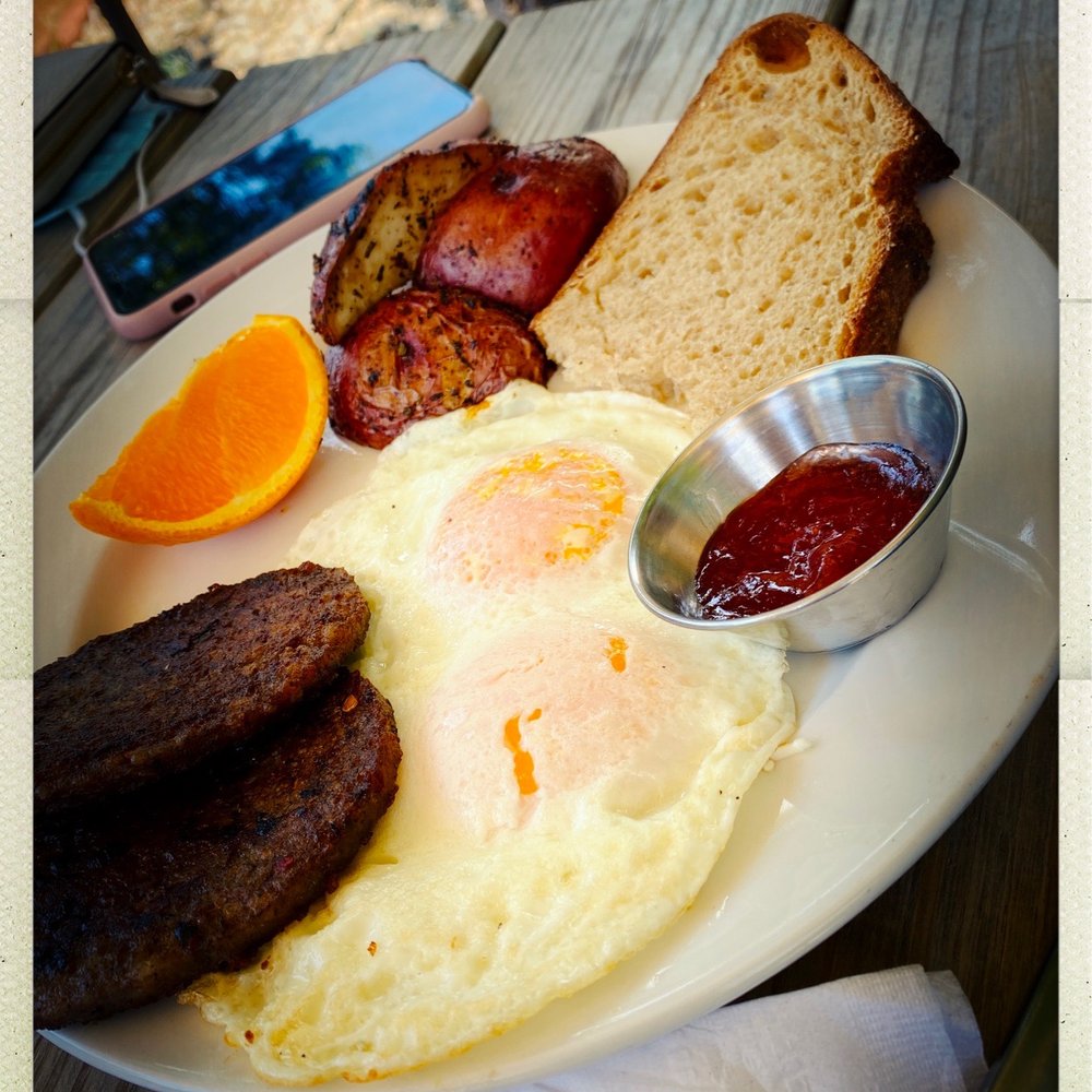 Frothy Monkey - 2 over easy eggs with sausage toast so good. - Coffee & Tea Near Me - Nashville, Tennessee