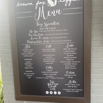 Brown Fox Coffee - Menu - Coffee & Tea Near Me - Mount Pleasant, South Carolina Brown Fox Coffee - Menu - Coffee & Tea Near Me - Mount Pleasant, South Carolina