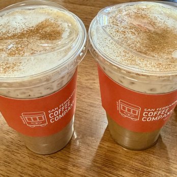 San Fernando Coffee - Iced Abuelita's Latte half sweetened & Iced Horchata Lovers Latte - Coffee & Tea Near Me - Palmdale, California San Fernando Coffee - Iced Abuelita's Latte half sweetened & Iced Horchata Lovers Latte - Coffee & Tea Near Me - Palmdale, California