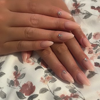 Happiest Nails & Spa - Acrylic rose pink nails with gems - Nail Salons Near Me - Oceanside, California Happiest Nails & Spa - Acrylic rose pink nails with gems - Nail Salons Near Me - Oceanside, California