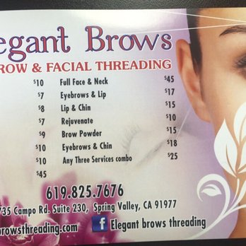 Elegant Brows - Services and pricing 1/21/19 - Threading Services Near Me - Spring Valley, California