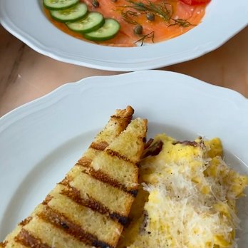 Contessa - Boston - Salmon carpaccio and an omelet with some meat (? forgot) - Italian Near Me - Boston, Massachusetts Contessa - Boston - Salmon carpaccio and an omelet with some meat (? forgot) - Italian Near Me - Boston, Massachusetts