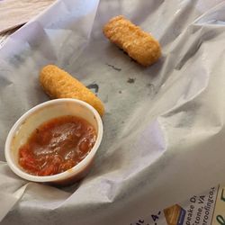 Sal's Italian Pizza - VERY tasty cheese sticks & marinara. Almost forgot to take the pic. A bit rubbery. Wish they fried it longer.