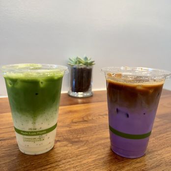 Kaizen & Coffee - Iced Matcha Latte - 8/10 rating and Iced Ube Latte - 10/10 rating - Coffee & Tea Near Me - San Mateo, California Kaizen & Coffee - Iced Matcha Latte - 8/10 rating and Iced Ube Latte - 10/10 rating - Coffee & Tea Near Me - San Mateo, California