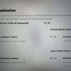 Chico was $7.50 online but $9.95 in the restaurant.